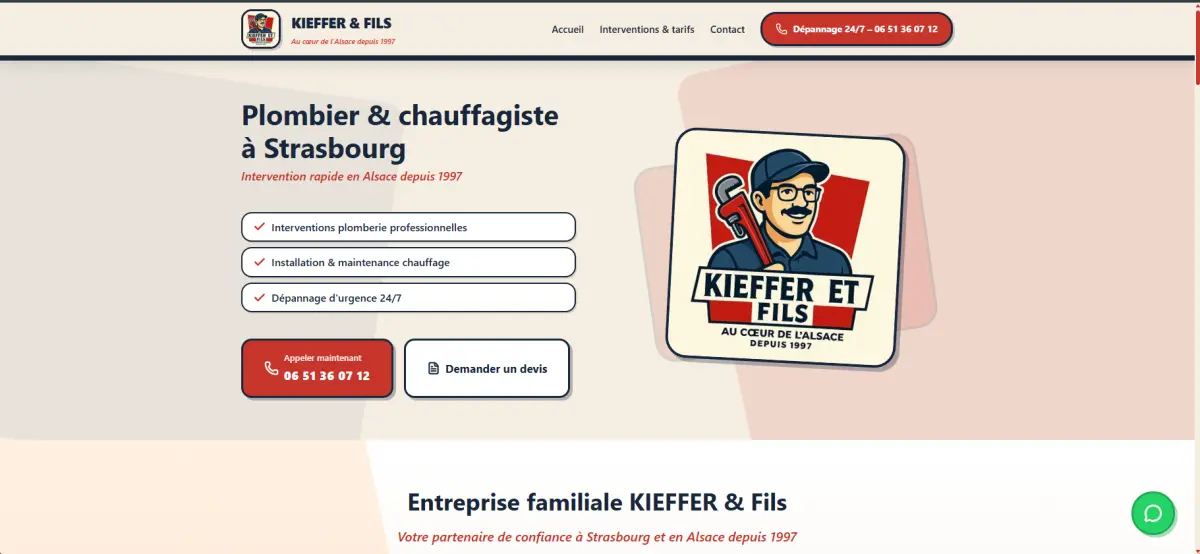 Capture du site Plombiers Strasbourg